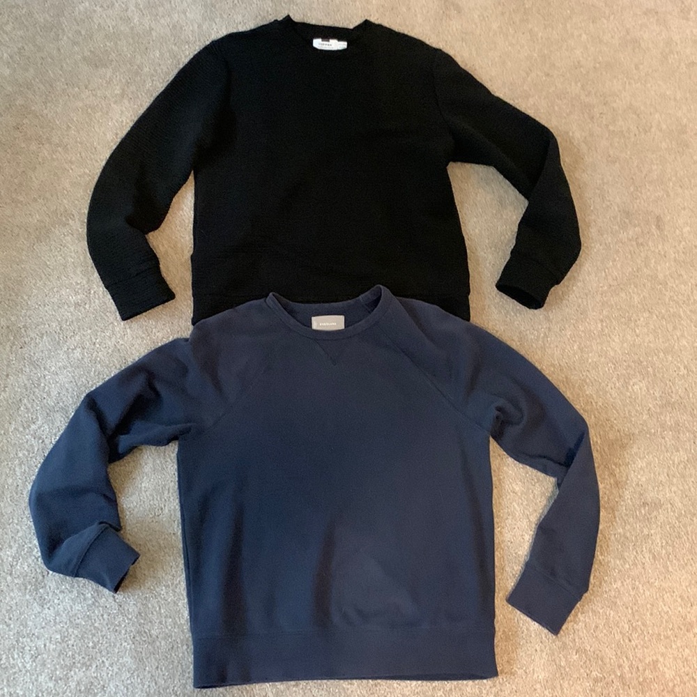 Sweatshirt (Crew) - 2 size Small (Black and Navy) Topman and Everlane